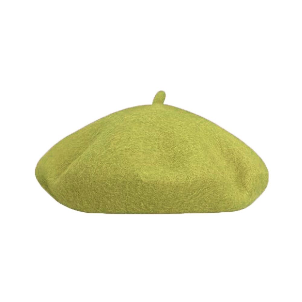 2221 Beret Hat Artist French Style Warm Thick Wool Solid Color For Women